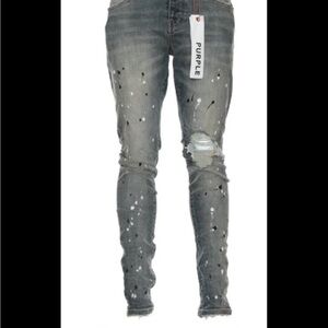Purple Brand "POO2 Mid Indigo 
Destroy Paint" Jeans